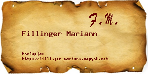 Fillinger Mariann névjegykártya