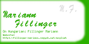 mariann fillinger business card